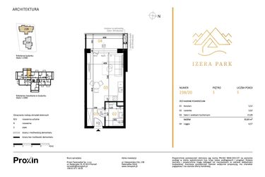 Rzut - Mieszkanie na sprzedaż 1 pokój o powierzchni 32,63 m² - numer 23B/20 w Izera Park