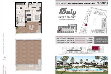 Rzut - Dom na sprzedaż 2 pokoje o powierzchni 72,2 m² - numer 705 w Lo Marabu Bungalows