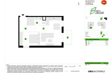 Rzut - Mieszkanie na sprzedaż 2 pokoje o powierzchni 42,64 m² - numer A14 w Osiedle Zielna IV faza 2