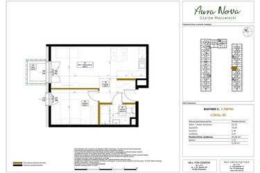 Rzut - Mieszkanie na sprzedaż 2 pokoje o powierzchni 44,16 m² - numer 80 w Aura Nova etap II