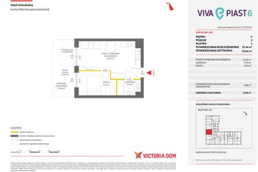 Rzut - Mieszkanie na sprzedaż 2 pokoje o powierzchni 35,46 m² - numer 104 w Viva Piast 6