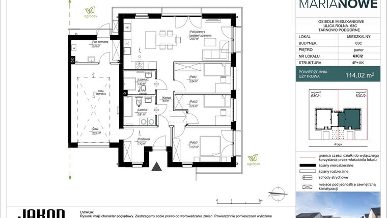 Rzut - Dom na sprzedaż 4 pokoje o powierzchni 114,02 m² - numer 63C/2 w Osiedle Marianowe