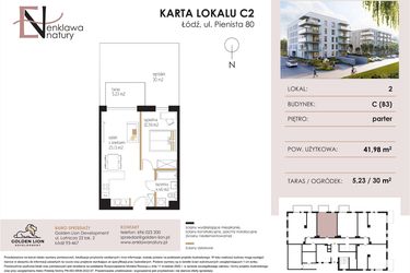 Rzut - Mieszkanie na sprzedaż 2 pokoje o powierzchni 41,98 m² - numer C2 w Enklawa Natury