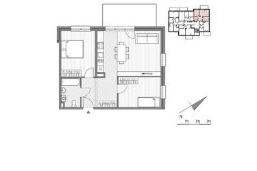 Rzut - Mieszkanie na sprzedaż 3 pokoje o powierzchni 58,72 m² - numer 1.2-13 w Stawowa