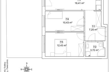 Rzut - Mieszkanie na sprzedaż 3 pokoje o powierzchni 53,24 m² - numer 5B/7 w FORTnatura etap II