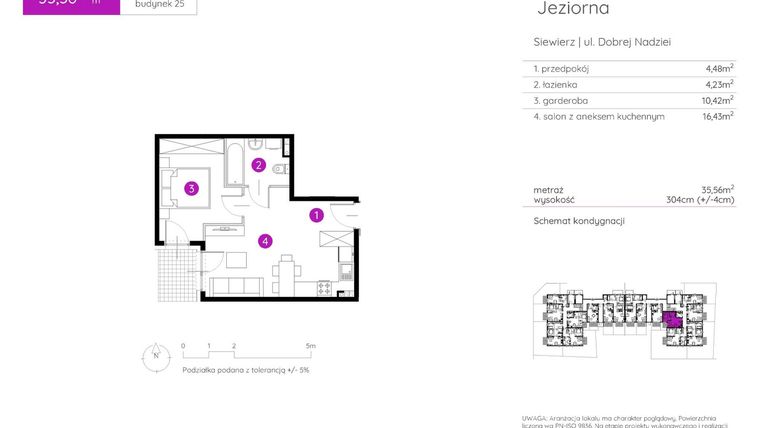 Rzut - Mieszkanie na sprzedaż 1 pokój o powierzchni 35,56 m² - numer 25.B.0.4 w Murapol Siewierz Jeziorna bud. 25 i 26