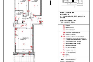 Rzut - Mieszkanie na sprzedaż 3 pokoje o powierzchni 57,32 m² - numer 4.47 w Osiedle 4 Pory Roku - Etap VII
