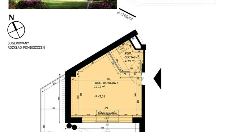 Rzut - Mieszkanie na sprzedaż 1 pokój o powierzchni 36,73 m² - numer B2.U06 w Wikana Residence
