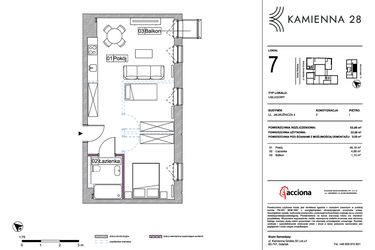 Rzut - Mieszkanie na sprzedaż 1 pokój o powierzchni 53,06 m² - numer 4.7 w Kamienna 28 - apartamenty inwestycyjne