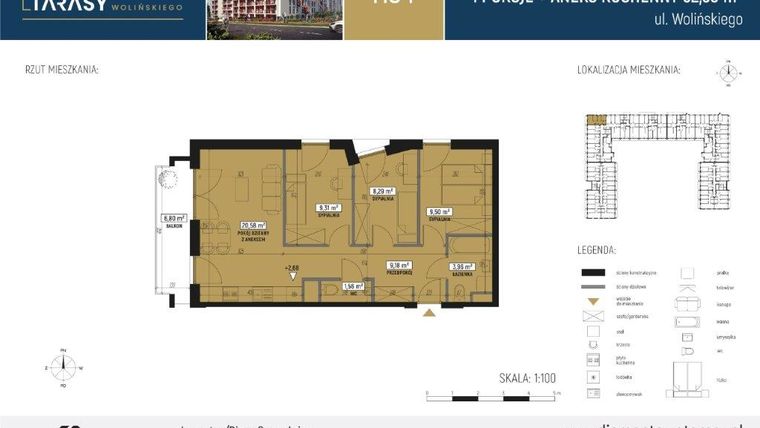 Rzut - Mieszkanie na sprzedaż 4 pokoje o powierzchni 62,38 m² - numer CM54 w Diamentowe Tarasy