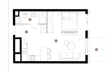Rzut - Mieszkanie na sprzedaż 1 pokój o powierzchni 37,05 m² - numer C3.00.09 w Apartamenty Reytana