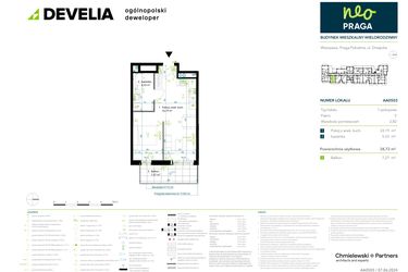 Rzut - Mieszkanie na sprzedaż 1 pokój o powierzchni 38,72 m² - numer AA0503 w Neo Praga