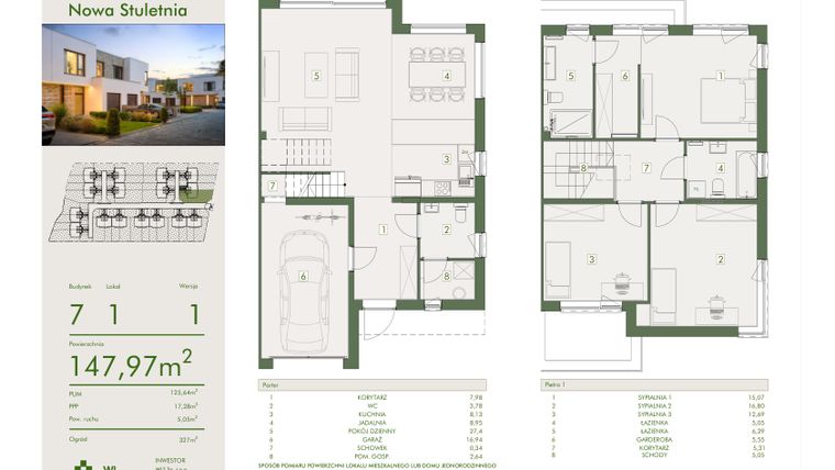 Rzut - Dom na sprzedaż 4 pokoje o powierzchni 147,97 m² - numer 7/1 w Osiedle Nowa Stuletnia II
