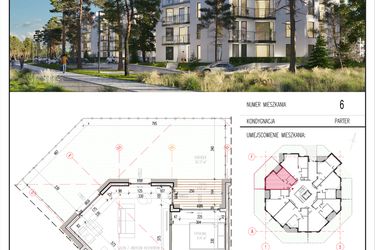 Rzut - Mieszkanie na sprzedaż 2 pokoje o powierzchni 42,85 m² - numer 6 w Grasera 12