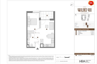 Rzut - Mieszkanie na sprzedaż 2 pokoje o powierzchni 36,21 m² - numer C.88 w Osiedle Wilno VII etap 3