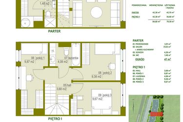 Rzut - Dom na sprzedaż 4 pokoje o powierzchni 79,38 m² - numer A4 w Triton Kampinos II