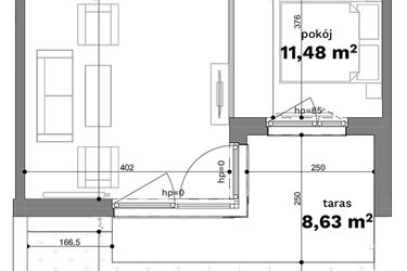 Rzut - Mieszkanie na sprzedaż 2 pokoje o powierzchni 50,58 m² - numer C1-5 w Forma Otwarta etap C