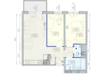 Rzut - Mieszkanie na sprzedaż 3 pokoje o powierzchni 55,8 m² - numer K2 10/7/9/3a w Południk 17 - budynek K2