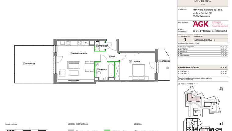 Rzut - Mieszkanie na sprzedaż 2 pokoje o powierzchni 54,5 m² - numer NN-B-LM-01 w Nowa Nakielska by PHN