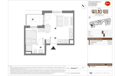 Rzut - Mieszkanie na sprzedaż 1 pokój o powierzchni 27,75 m² - numer A.2 w Osiedle Wilno VIII