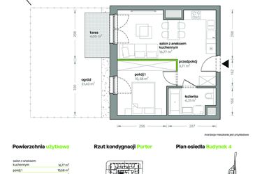Rzut - Mieszkanie na sprzedaż 2 pokoje o powierzchni 35,37 m² - numer B4/A/06 w Ceglana Park