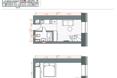 Rzut - Mieszkanie na sprzedaż 2 pokoje o powierzchni 30,63 m² - numer 78 w Legionów 102
