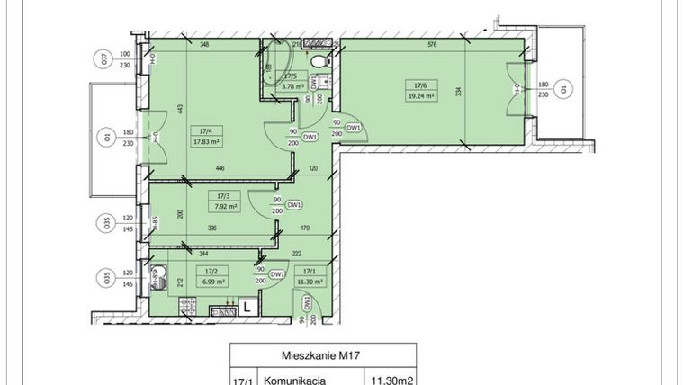 Rzut - Mieszkanie na sprzedaż 2 pokoje o powierzchni 67 m² - numer C 17 w Osiedle Staromiejskie