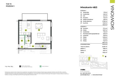 Rzut - Mieszkanie na sprzedaż 5 pokoi o powierzchni 143,1 m² - numer 4BL/2 w Skowronia