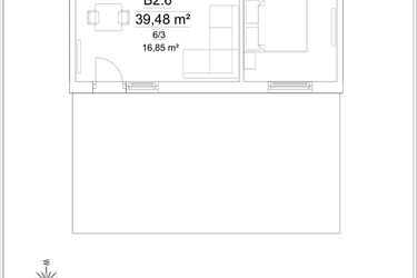 Rzut - Mieszkanie na sprzedaż 2 pokoje o powierzchni 39,48 m² - numer B2.6 w Osiedle Versus