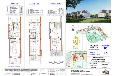 Rzut - Dom na sprzedaż 4 pokoje o powierzchni 114,53 m² - numer L3 w Fort Górczyn - Etap IV
