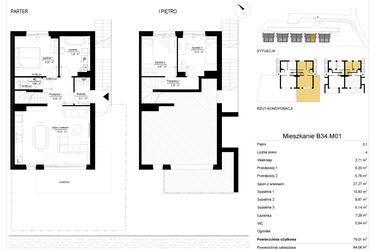 Rzut - Mieszkanie na sprzedaż 4 pokoje o powierzchni 79,29 m² - numer 34.1 w River Park