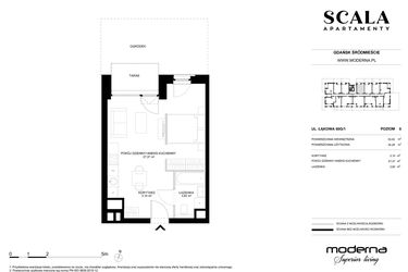 Rzut - Mieszkanie na sprzedaż 1 pokój o powierzchni 35,02 m² - numer G-1 (C) w Scala