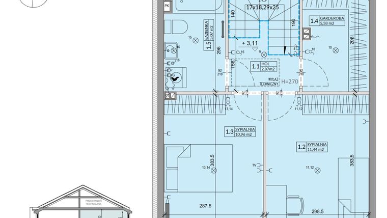 Rzut - Dom na sprzedaż 3 pokoje o powierzchni 68,6 m² - numer 40B w Ogrody Przyjaciół 5 etap IV