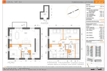 Rzut - Mieszkanie na sprzedaż 3 pokoje o powierzchni 61,2 m² - numer 6A w Małe Wilczyce etap 9