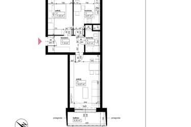 Rzut - Mieszkanie na sprzedaż 2 pokoje o powierzchni 52,09 m² - numer D1/1/4/16 w Malta Wołkowyska etap III