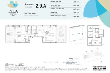 Rzut - Mieszkanie na sprzedaż 2 pokoje o powierzchni 78,76 m² - numer 2.9A w Isea - Estepona
