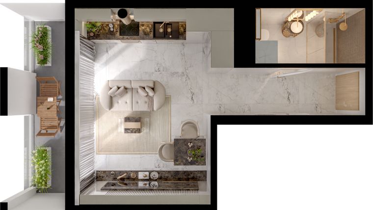 Rzut - Mieszkanie na sprzedaż 1 pokój o powierzchni 27,86 m² - numer A3/4/13 w GEMINI G-7