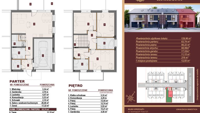 Rzut - Dom na sprzedaż 4 pokoje o powierzchni 129,96 m² - numer 14/1 w Dzielnica Hrabska etap IV
