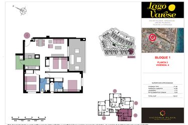 Rzut - Mieszkanie na sprzedaż 3 pokoje o powierzchni 102,01 m² - numer 4-3-B w Residencial Lago Varese