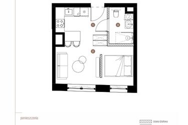 Rzut - Mieszkanie na sprzedaż 1 pokój o powierzchni 28,32 m² - numer LM.01.10.07 w Katowicka Residence