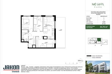 Rzut - Mieszkanie na sprzedaż 4 pokoje o powierzchni 64,79 m² - numer 2.A24 w Mosina Park