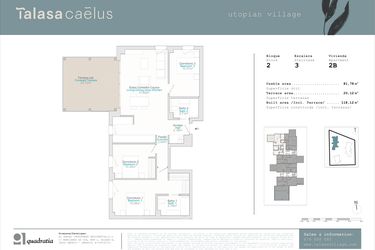 Rzut - Mieszkanie na sprzedaż 3 pokoje o powierzchni 81 m² - numer 2.2B w Talasa Caelus -  Denia
