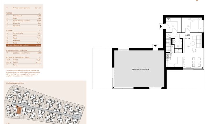 Rzut - Mieszkanie na sprzedaż 5 pokoi o powierzchni 101,03 m² - numer A12 w Kosocicka Ambient