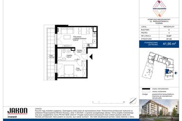 Rzut - Mieszkanie na sprzedaż 2 pokoje o powierzchni 41,95 m² - numer E.A27 w Wieruszowska E