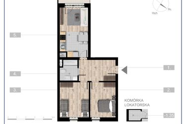 Rzut - Mieszkanie na sprzedaż 3 pokoje o powierzchni 57,07 m² - numer 41 w Szczytno Dąbrowskiego - etap 3