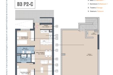 Rzut - Mieszkanie na sprzedaż 2 pokoje o powierzchni 64,6 m² - numer 2-P2-C w Apartamenty w Los Alcázares - 49717964