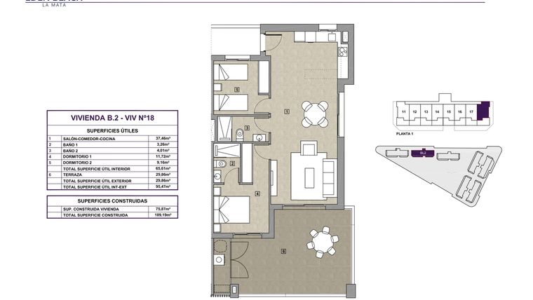 Rzut - Mieszkanie na sprzedaż 2 pokoje o powierzchni 75,87 m² - numer 18 w Eden Beach 2