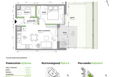 Rzut - Mieszkanie na sprzedaż 2 pokoje o powierzchni 37,41 m² - numer AB0001/4 w M Bemowo