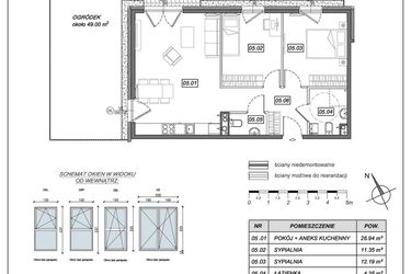 Rzut - Mieszkanie na sprzedaż 3 pokoje o powierzchni 64,56 m² - numer 5.A.05 w Nowe Południe bud. 5