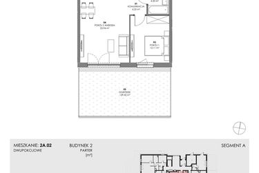 Rzut - Mieszkanie na sprzedaż 2 pokoje o powierzchni 44,48 m² - numer 2A.02 w Akacjowa Wita
